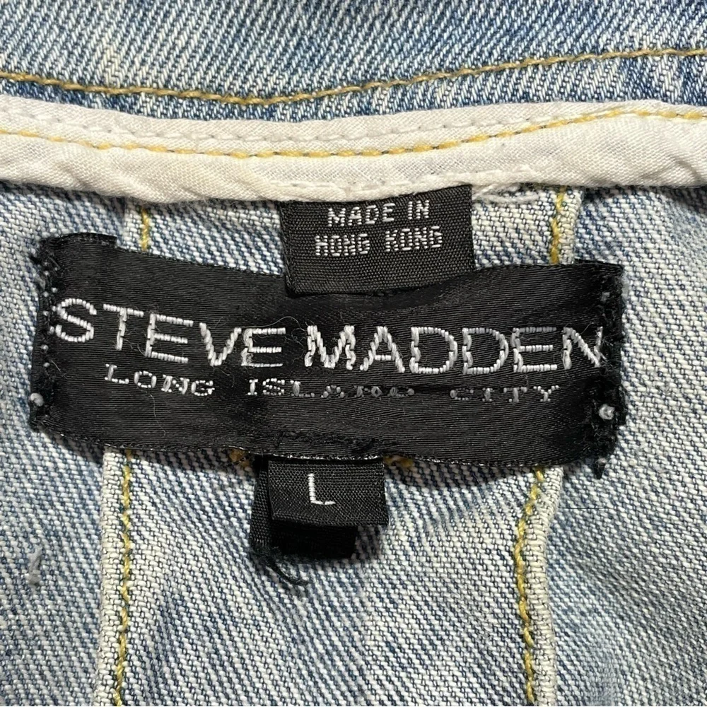 Vintage Steve Madden Jean Jacket Womens Size Large Faded Blue Buttons 90s - Picture 8 of 15